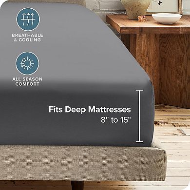 2-Pack Fitted Bottom Sheets Queen - Premium 1800 Ultra-Soft Wrinkle Resistant Microfiber(Grey)