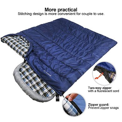 Adult Flannel Sleeping Bag: Comfortable, Cotton, Detachable Hood, Multiple Colors, Camping