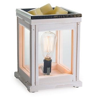 Vintage Bulb Illumination Fragrance Warmer: Weathered White Wood, Warms Scented Wax Melts Tarts