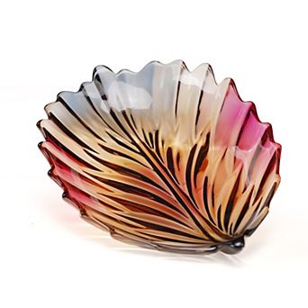Hand Painted Crystal Glass Leaf Bowl - 12.2" Diameter Eco-friendly Decor for Serving