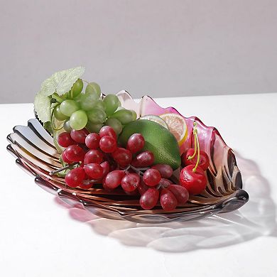 Hand Painted Crystal Glass Leaf Bowl - 12.2" Diameter Eco-friendly Decor for Serving
