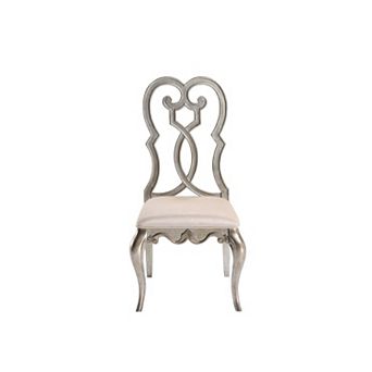 HomeRoots Set of Two Ivory and Champagne Upholstered Velvet And Solid Wood Dining Side Chairs