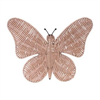 HomeRoots 14" X 18" Natural Butterfly Rattan Hanging Dimensional Sculpture