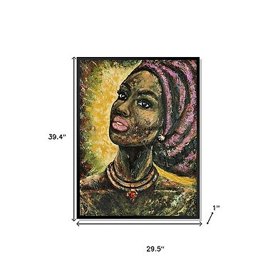 HomeRoots 39" x 30" African Portrait Floater Frame Canvas Wall Art