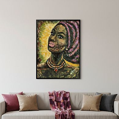 HomeRoots 39" x 30" African Portrait Floater Frame Canvas Wall Art