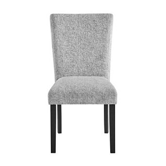 HomeRoots Set of Two Light Gray and Black Upholstered Fabric And Wood Dining Side Chairs