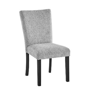 HomeRoots Set of Two Light Gray and Black Upholstered Fabric And Wood Dining Side Chairs