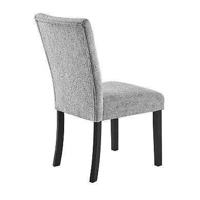 HomeRoots Set of Two Light Gray and Black Upholstered Fabric And Wood Dining Side Chairs
