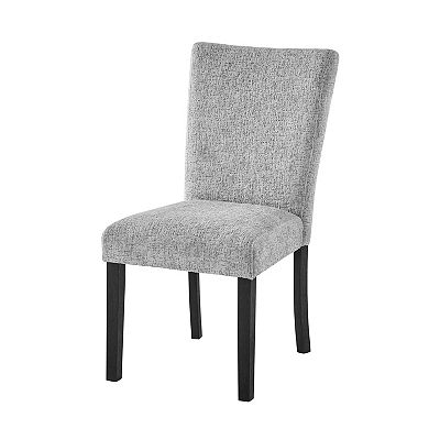 HomeRoots Set of Two Light Gray and Black Upholstered Fabric And Wood Dining Side Chairs