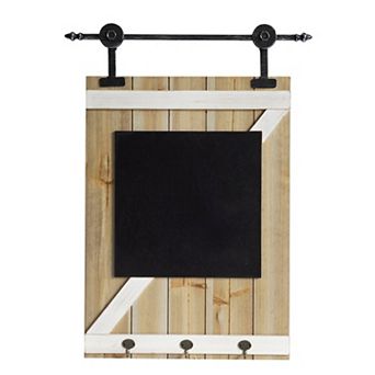 HomeRoots 27" X 20" Black And Brown Wood Hanging Chalkboard With Hooks