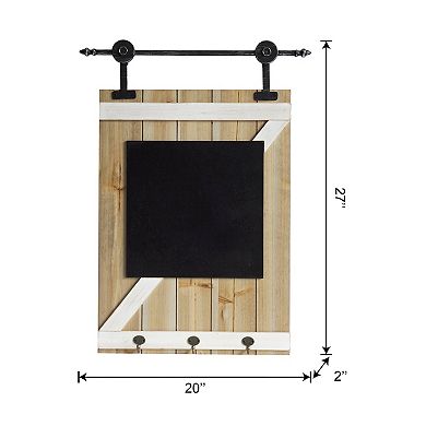 HomeRoots 27" X 20" Black And Brown Wood Hanging Chalkboard With Hooks