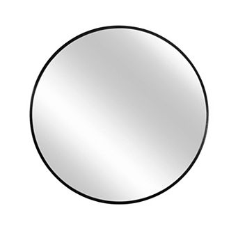 HomeRoots 24" Black Round Framed Accent Mirror