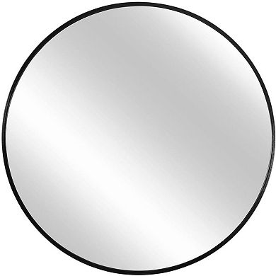 HomeRoots 24" Black Round Framed Accent Mirror