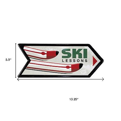 HomeRoots Set of Two Black Red And White Ski Lessons Metal Hanging Wall Decor