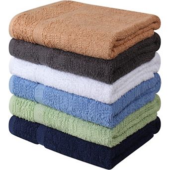 6 Pack Quick Dry Super Absorbent Cotton Bath Towels