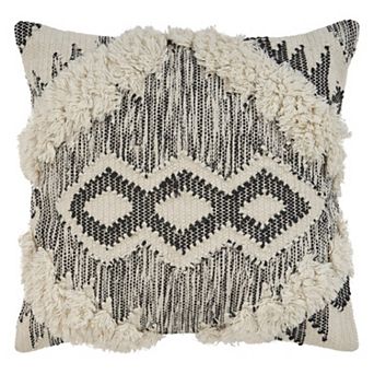 HomeRoots 20" Black and Ivory Throw Pillow
