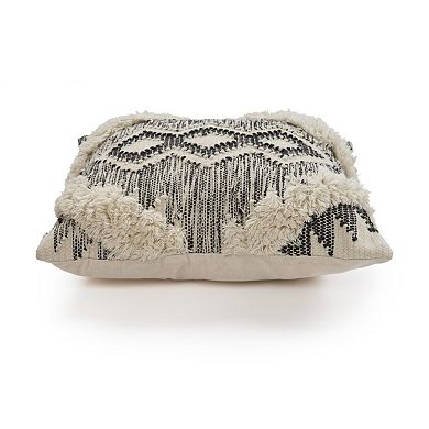 HomeRoots 20" Black and Ivory Throw Pillow