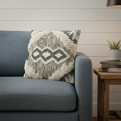 HomeRoots 20" Black and Ivory Throw Pillow