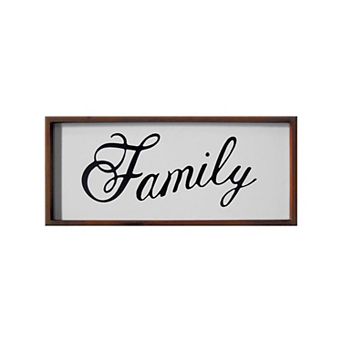 HomeRoots 12" X 28" Brown And White Family Wood Wall Decor
