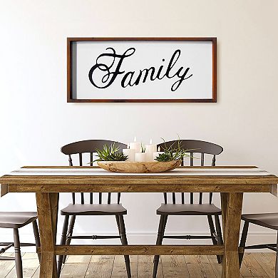 HomeRoots 12" X 28" Brown And White Family Wood Wall Decor