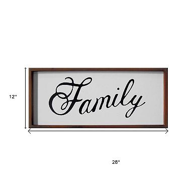 HomeRoots 12" X 28" Brown And White Family Wood Wall Decor