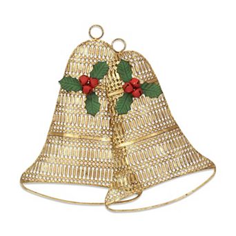 HomeRoots 14" X 14" Gold Metal Christmas Bells Hanging Dimensional Sculpture
