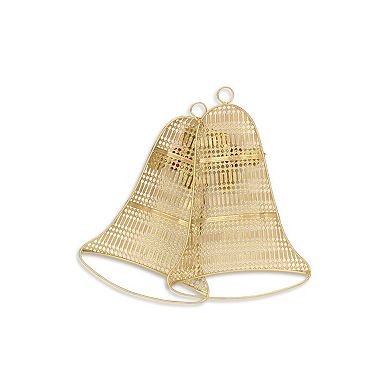 HomeRoots 14" X 14" Gold Metal Christmas Bells Hanging Dimensional Sculpture