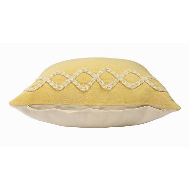 HomeRoots 20" Yellow and White Throw Pillow
