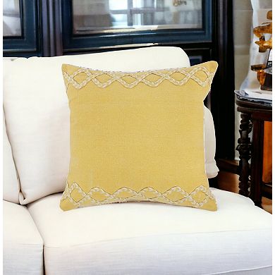HomeRoots 20" Yellow and White Throw Pillow