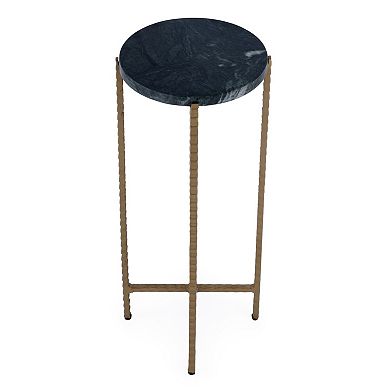 HomeRoots 21" Green and Gold Marble and Iron Drink Size Round End Table