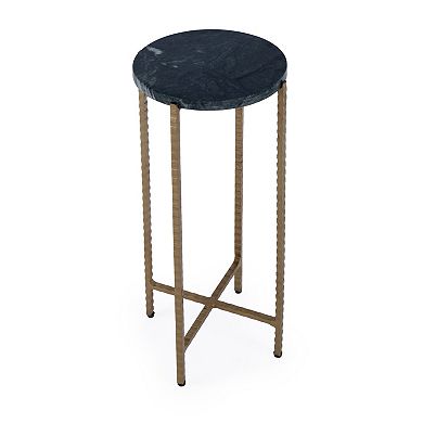 HomeRoots 21" Green and Gold Marble and Iron Drink Size Round End Table