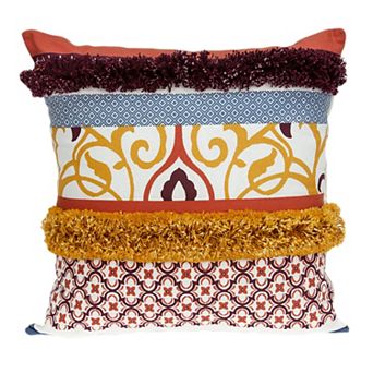 HomeRoots 20" Quatrefoil Cotton Throw Pillow