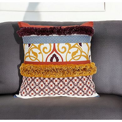 HomeRoots 20" Quatrefoil Cotton Throw Pillow