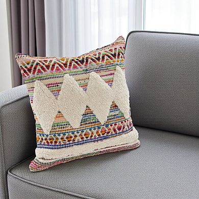 HomeRoots 18" Blue and White Throw Pillow