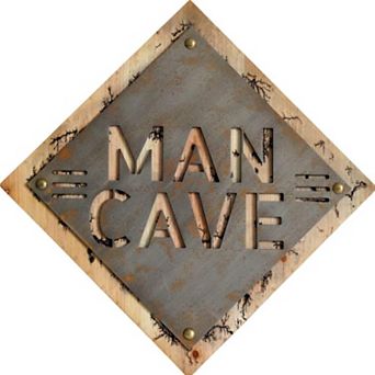 HomeRoots 19" X 18" Gray And Natural Man Cave Metal And Wood Wall Decor