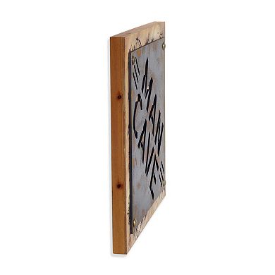 HomeRoots 19" X 18" Gray And Natural Man Cave Metal And Wood Wall Decor
