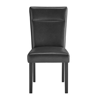 HomeRoots Set of Two Charcoal and Black Faux Leather And Wood Dining Side Chairs
