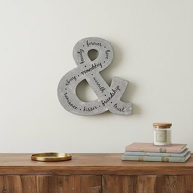 HomeRoots 20" X 18" Black And Gray Galvanized Metal Ampersand Hanging Wall Decor