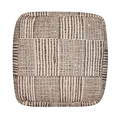 HomeRoots 18" Brown Cotton Cube Geometric Pouf Ottoman