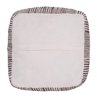 HomeRoots 18" Brown Cotton Cube Geometric Pouf Ottoman