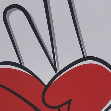 HomeRoots 12" X 12" White Red And Black Love Peace Wood Square Wall Decor