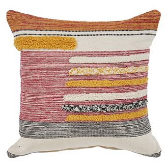 HomeRoots 18" Red and Ivory Throw Pillow