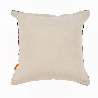 HomeRoots 18" Red and Ivory Throw Pillow