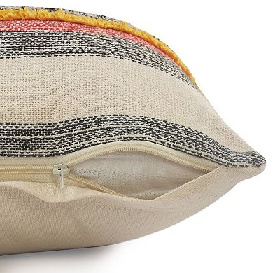 HomeRoots 18" Red and Ivory Throw Pillow