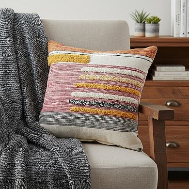 HomeRoots 18" Red and Ivory Throw Pillow