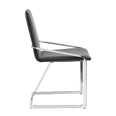 HomeRoots Set of Two Gray and Silver Upholstered Velvet And Metal Dining Side Chairs