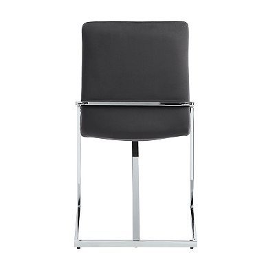 HomeRoots Set of Two Gray and Silver Upholstered Velvet And Metal Dining Side Chairs