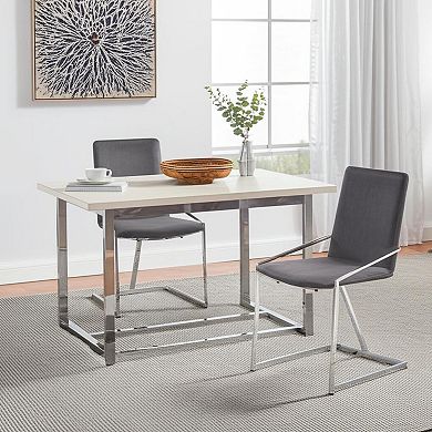 HomeRoots Set of Two Gray and Silver Upholstered Velvet And Metal Dining Side Chairs