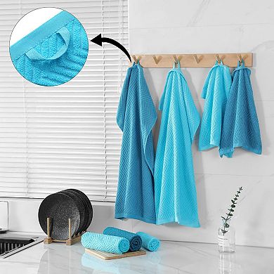 8 pieces of 400g/m² cotton kitchen towels and dishcloths, super absorbent