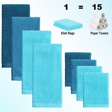 8 pieces of 400g/m² cotton kitchen towels and dishcloths, super absorbent